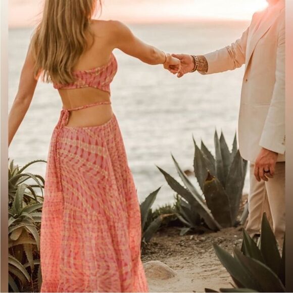 NEW MISA Los Angeles Dalia Dress Large in Septima Geo Cut-Out Halter Maxi Dress - Picture 6 of 8